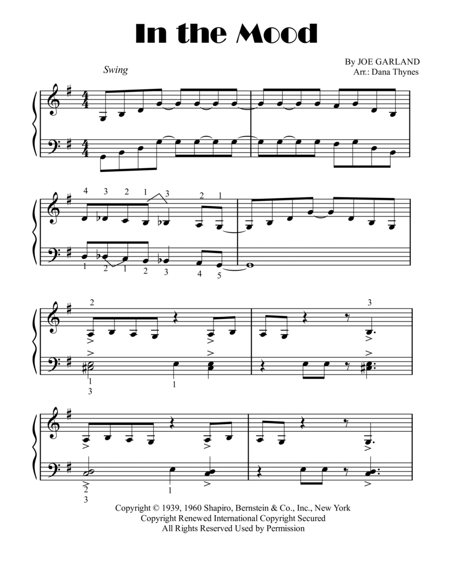 In The Mood In The Mood Piano Solo scores gallery preview page 1
