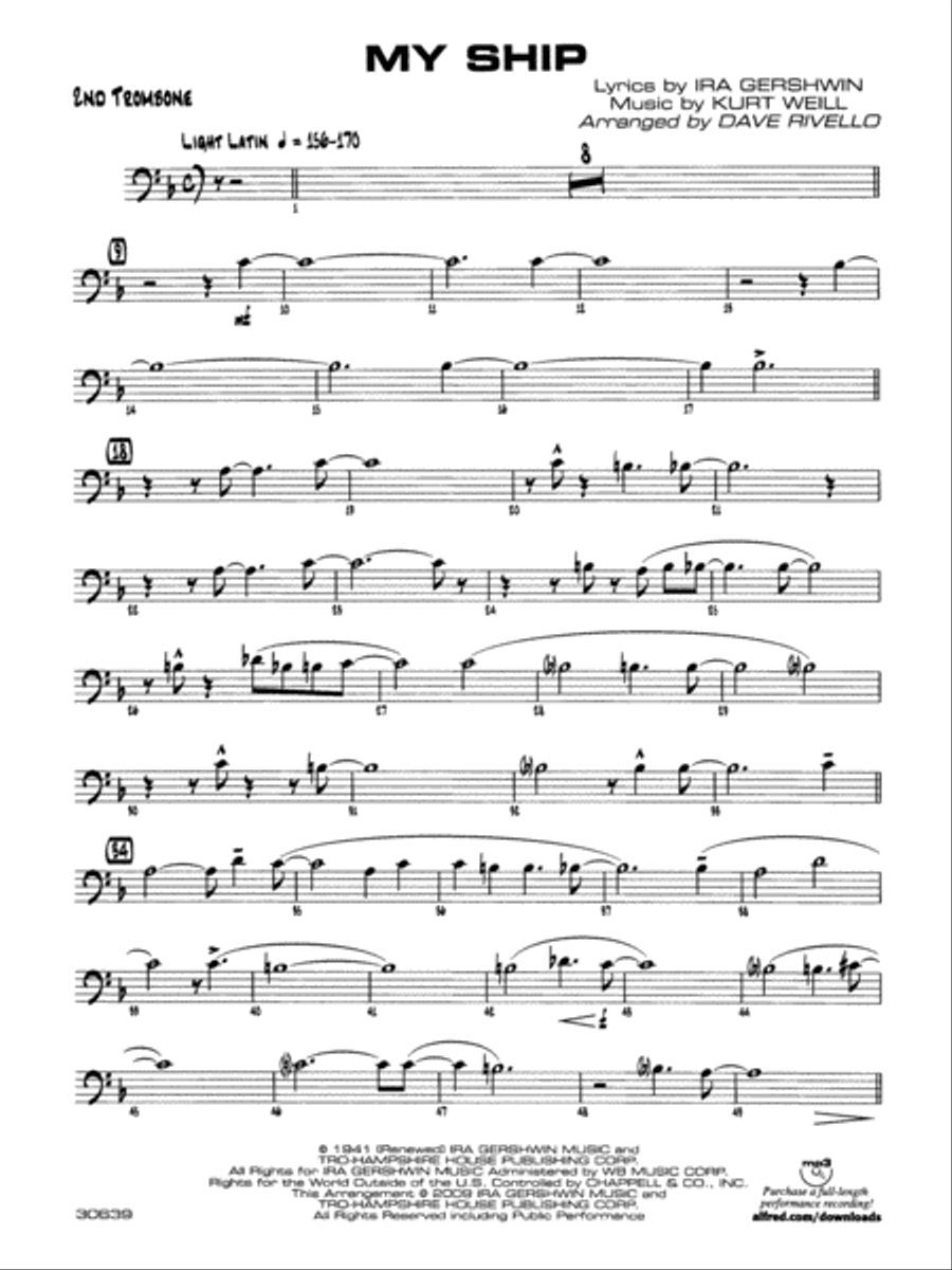My Ship: 2nd Trombone Jazz Ensemble scores gallery preview page 1