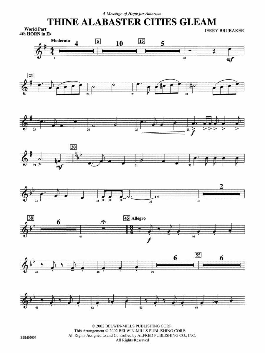Thine Alabaster Cities Gleam (A Message of Hope for America): (World Part) 4th Horn in E-flat
