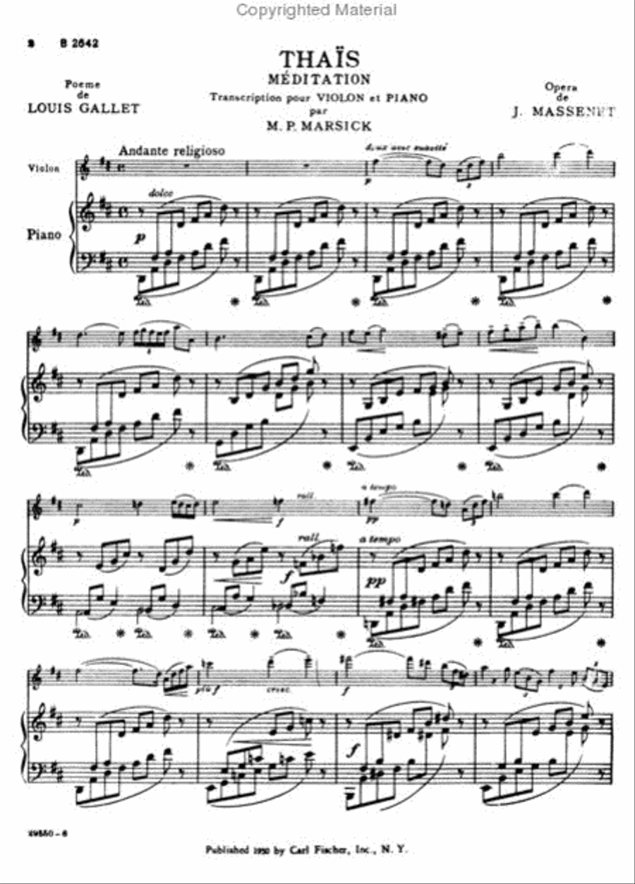 Meditation From 'Thais' Violin Solo scores gallery preview page 2