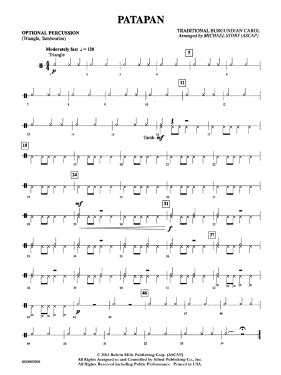 Patapan: 1st Percussion String Orchestra scores gallery preview page 1