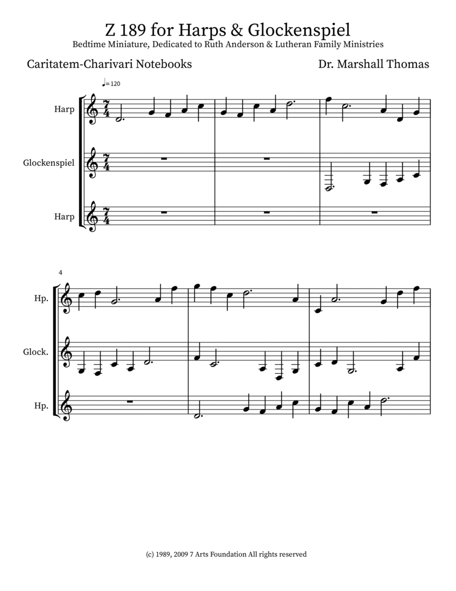 Z 189 for Harps & Glockenspiel Glockenspiel scores gallery preview page 1