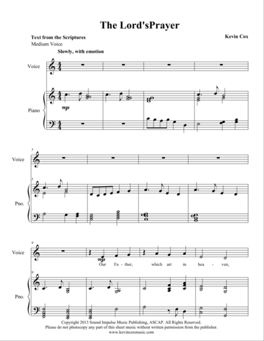 The Lord's Prayer - Medium Medium Voice scores gallery preview page 1