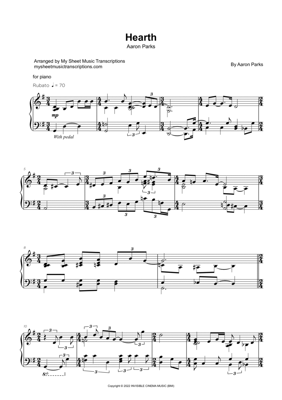 Hearth Easy Piano scores gallery preview page 1