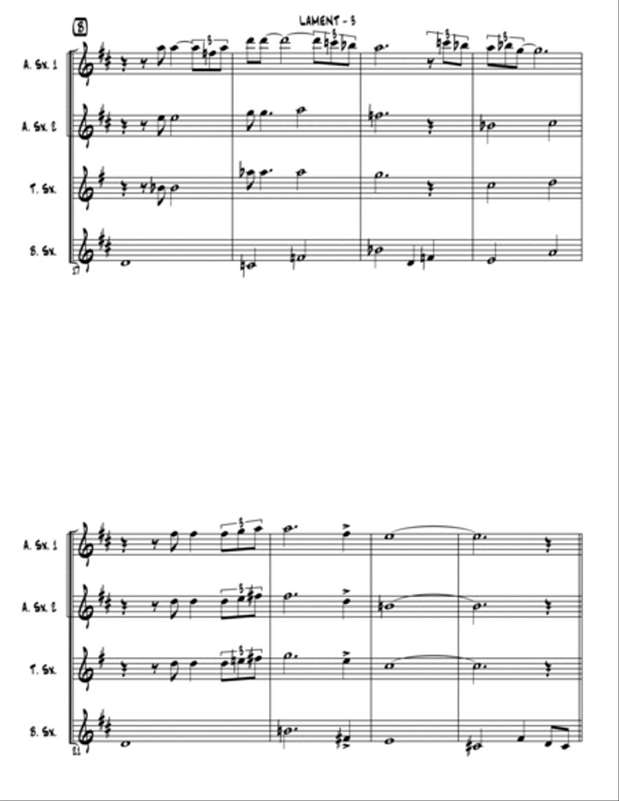 Lament Lament Saxophone Quartet scores gallery preview page 4