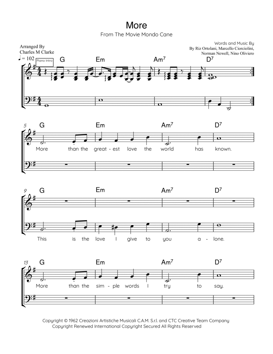 More (ti Guarderò Nel Cuore) 4-Part scores gallery preview page 1