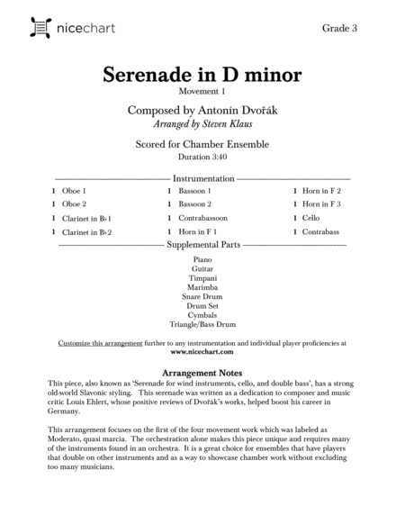 Serenade in D Minor, 1st Movement (Score & Parts) image number null