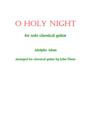 O Holy Night for solo classical guitar