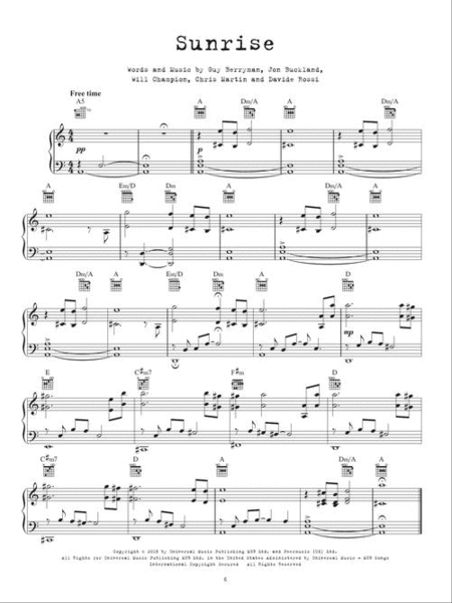 Coldplay - Everyday Life Piano, Vocal, Guitar scores gallery preview page 5