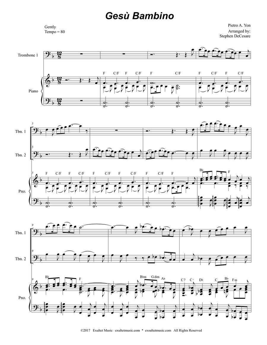 Gesu Bambino (Trombone Duet) Trombone Duet scores gallery preview page 2