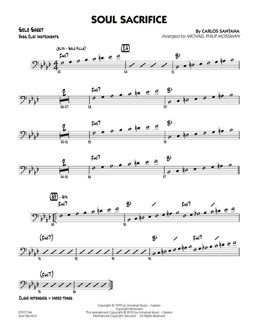 Soul Sacrifice - C Bass Clef Solo