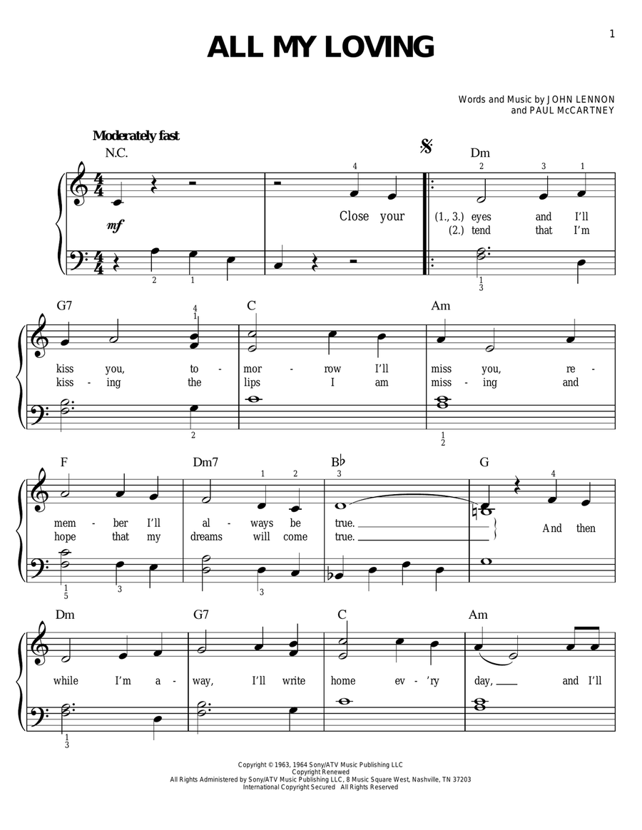 All My Loving All My Loving Voice scores gallery preview page 1