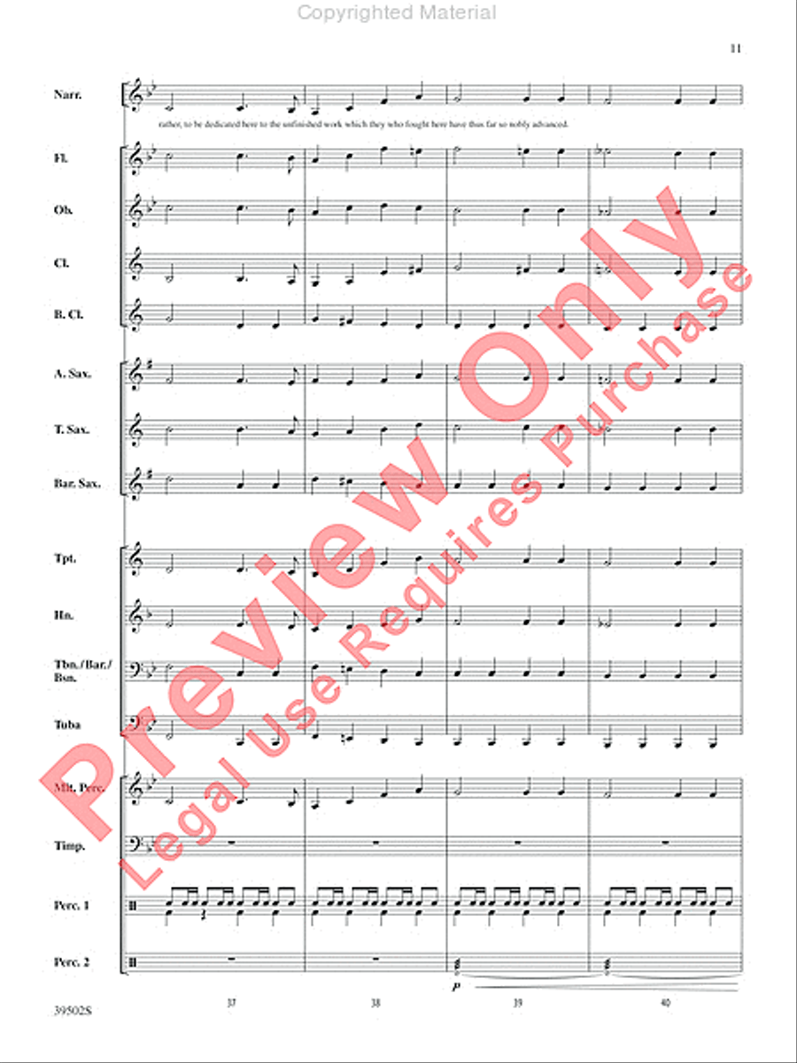 The Gettysburg Address Concert Band scores gallery preview page 12