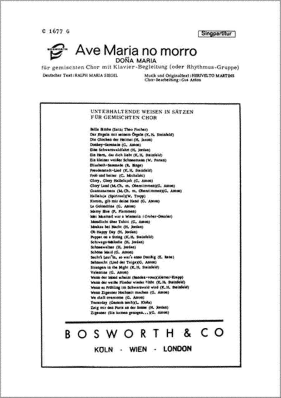 Ave Maria no morro Ave Maria no morro Mixed Choir scores gallery preview page 1