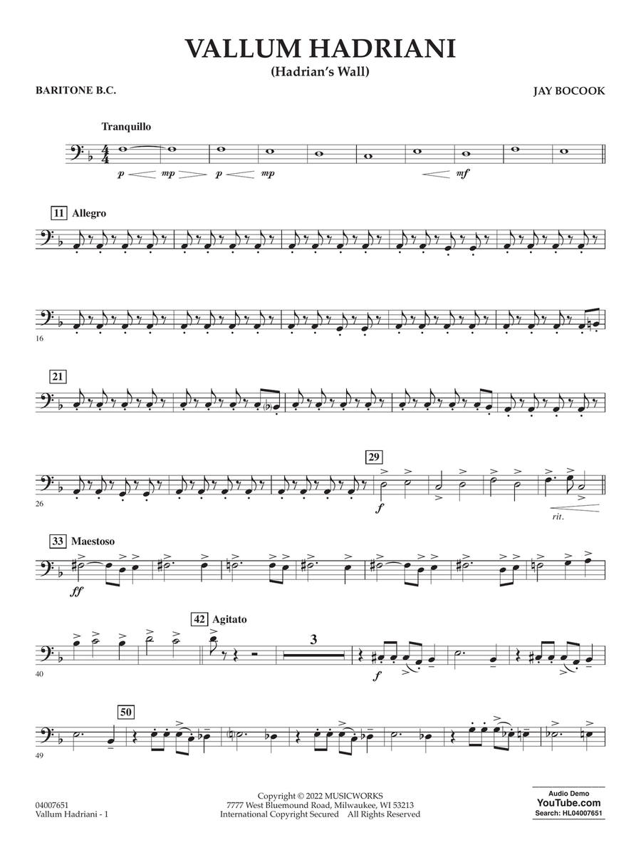 Vallum Hadriani (Hadrian's Wall) - Baritone B.C. Concert Band scores gallery preview page 1