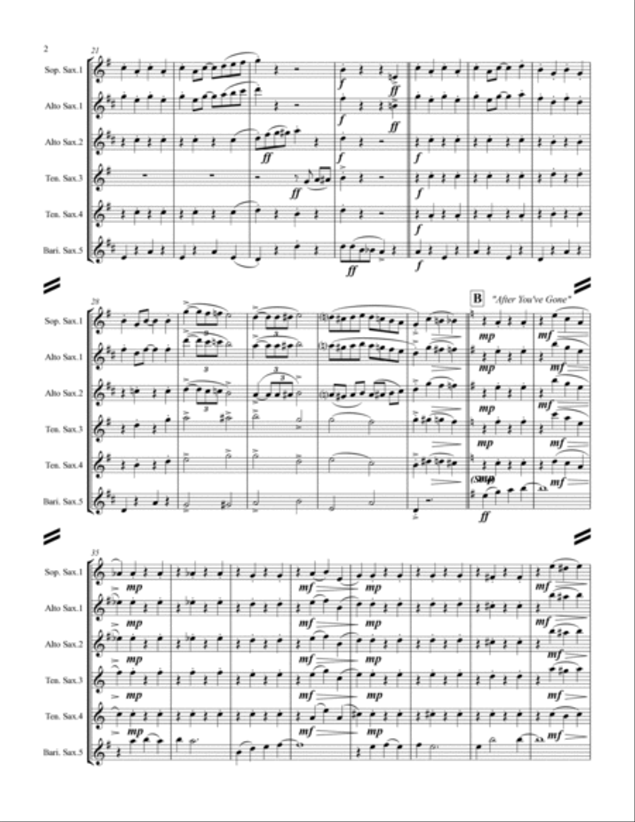 Dixieland Medley (for Saxophone Quintet SATTB or AATTB) Saxophone Quintet scores gallery preview page 3