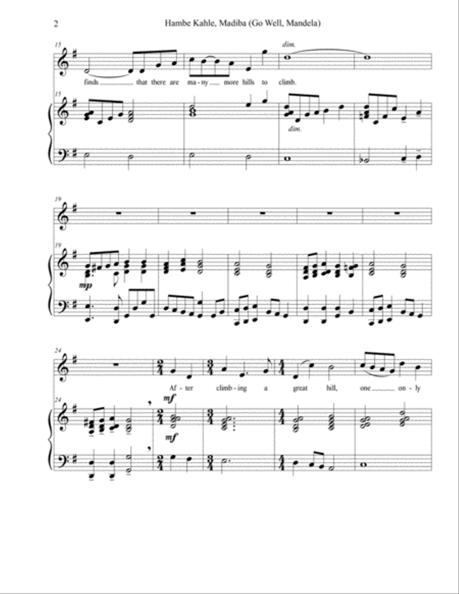 After Climbing A Great Hill (#5 in Hambe Kahle, Madiba) Voice Solo scores gallery preview page 2