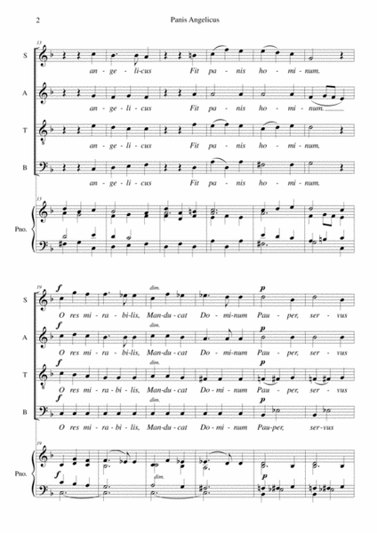 Saint-Saens Panis Angelicus arranged for SATB choir and piano (or organ)
