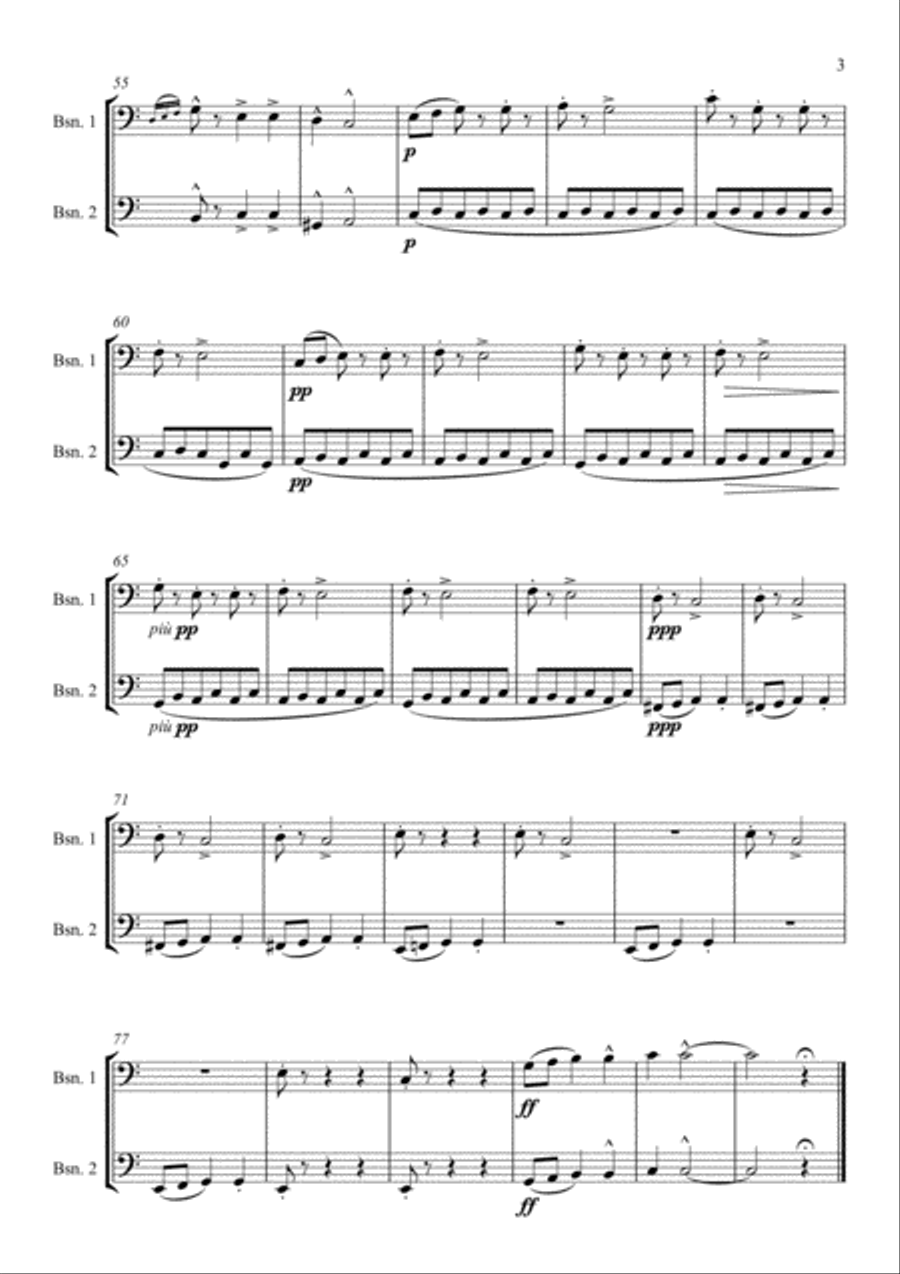 Slavonic Dance No. 1 Op. 46 arranged for Bassoon Duet Woodwind Duet scores gallery preview page 5