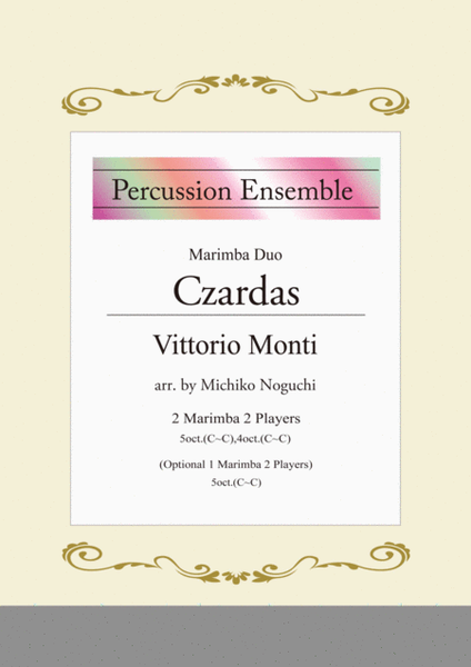 Czardas(Csárdás) for Marimba Duo by Vittorio Monti Percussion Ensemble - Digital Sheet Music