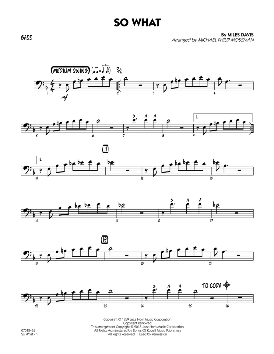 So What - Bass Jazz Ensemble scores gallery preview page 1