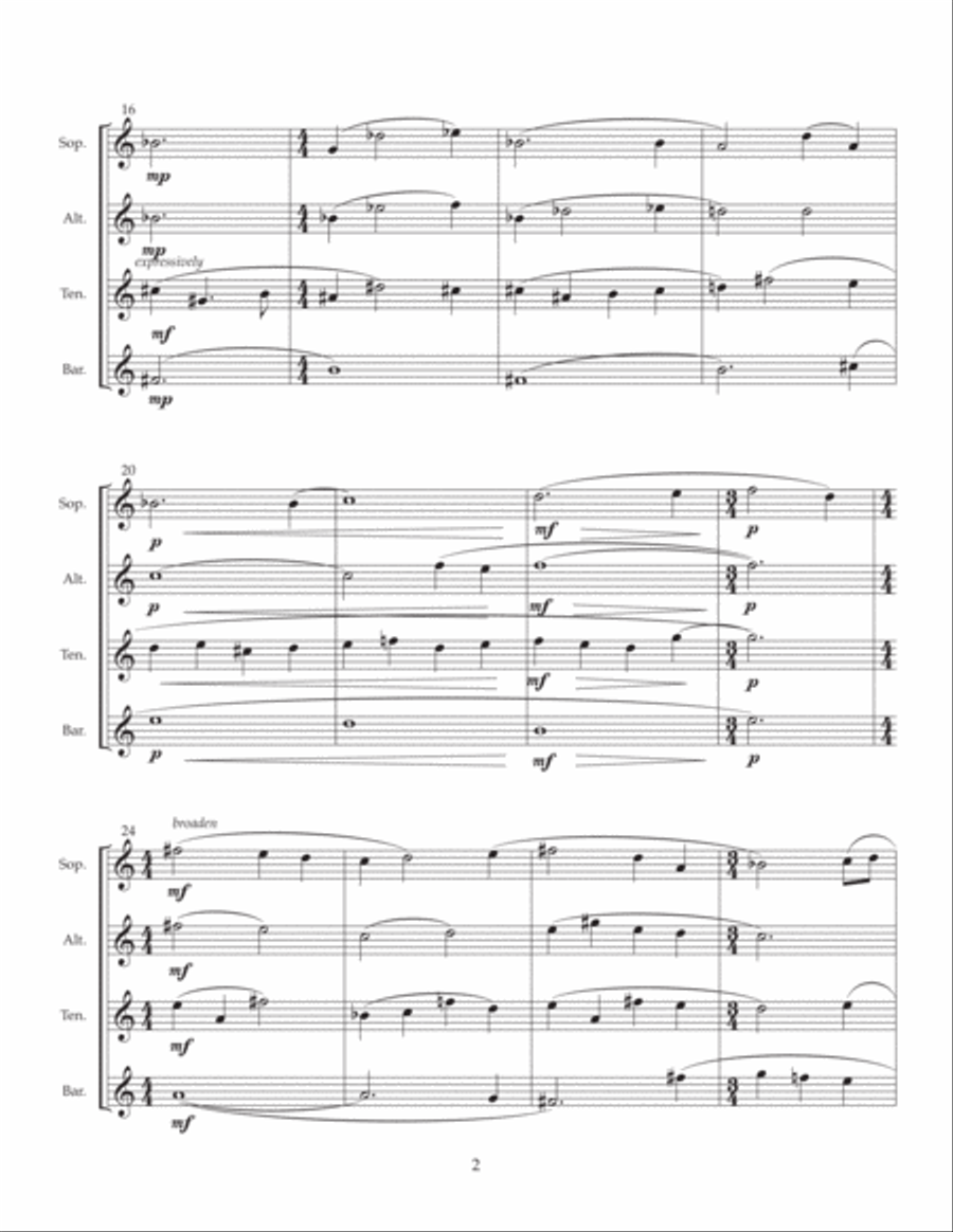 Song for Margot (Saxophone Quartet) Saxophone Quartet scores gallery preview page 2
