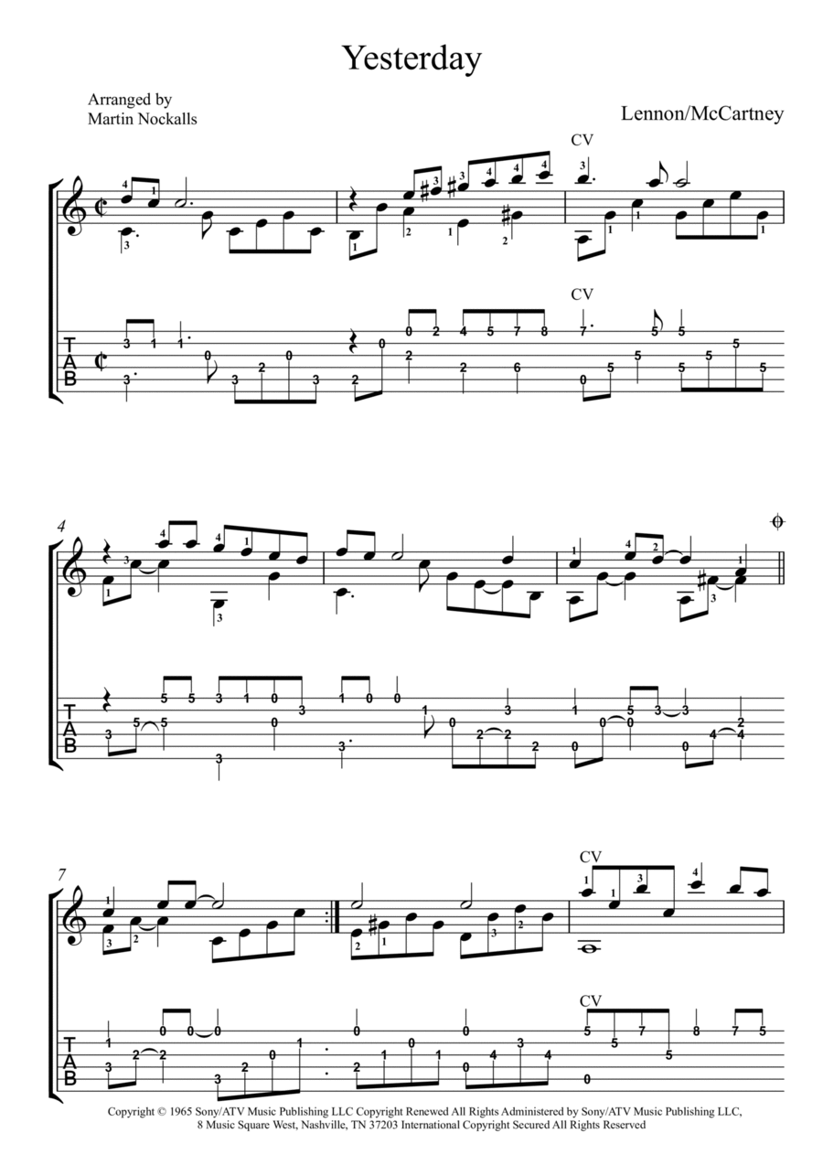 Yesterday Yesterday Acoustic Guitar scores gallery preview page 1