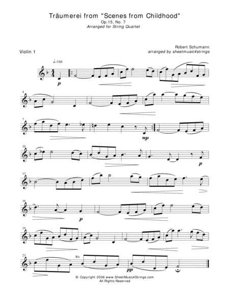 Schumann, R. - Traumerei for String Quartet image number null