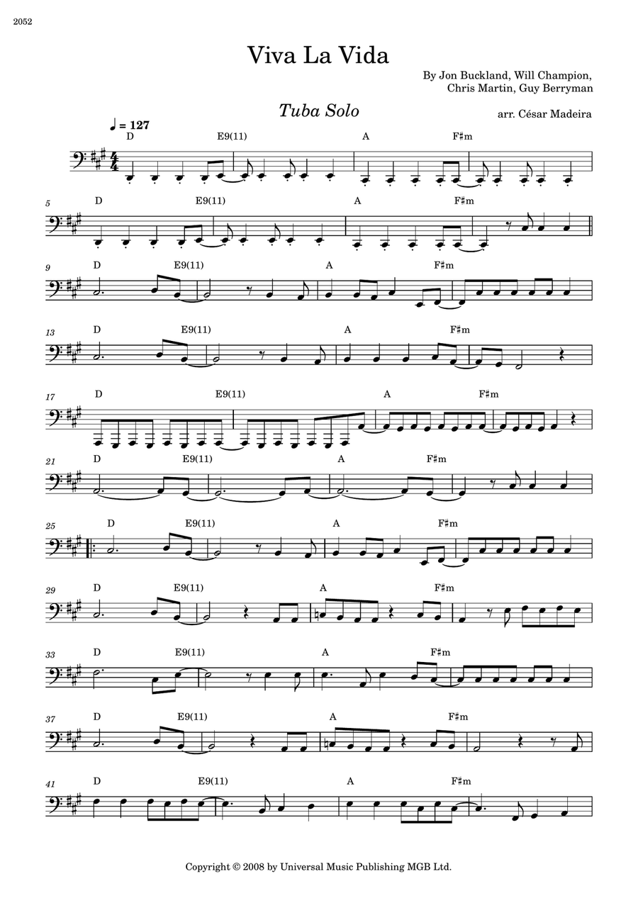 Viva La Vida Viva La Vida Tuba scores gallery preview page 1