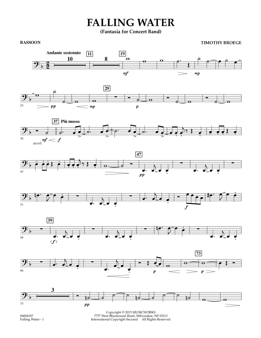 Falling Water - Bassoon Bassoon scores gallery preview page 1