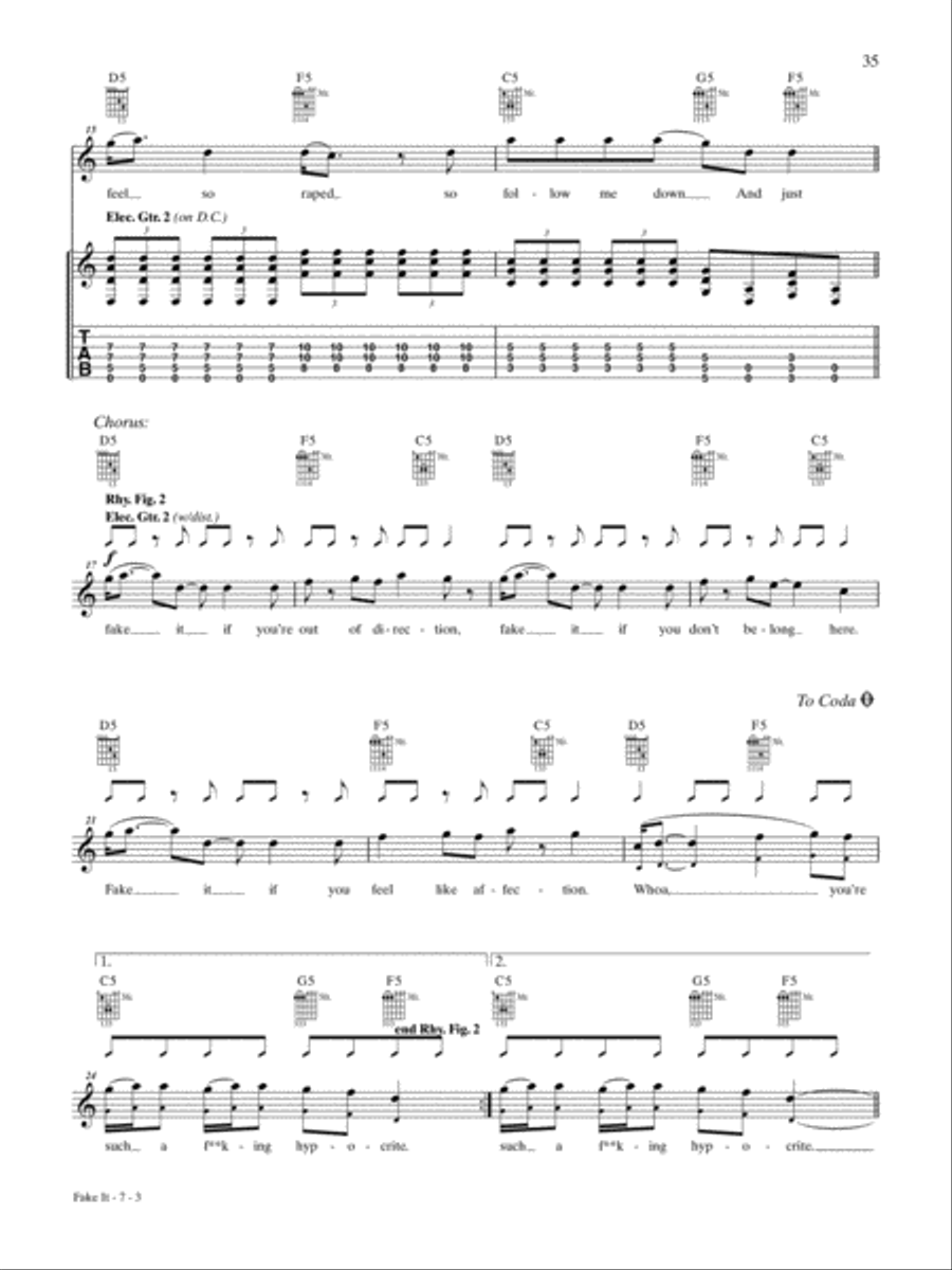Fake It Guitar Tablature scores gallery preview page 3