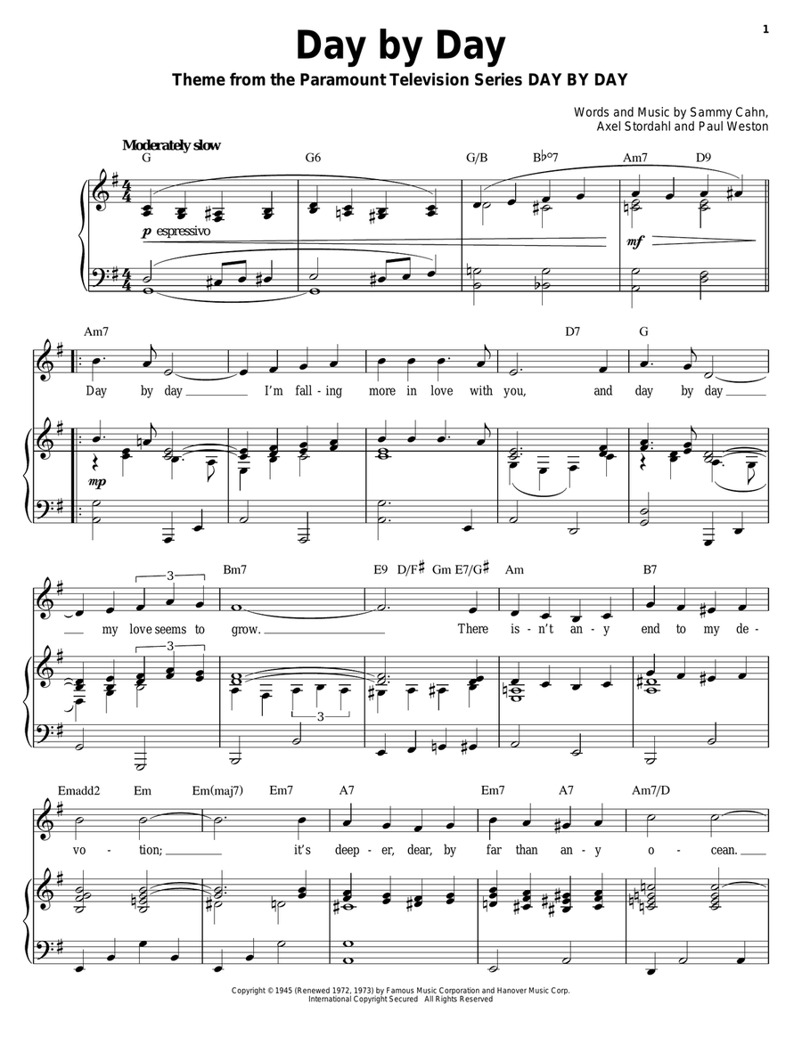Day By Day Piano, Vocal, Guitar scores gallery preview page 1