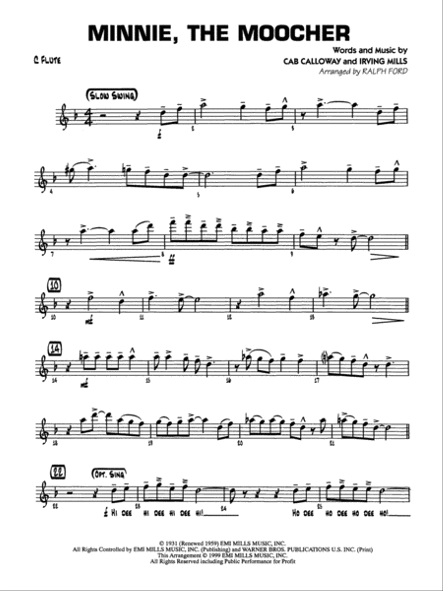 Minnie the Moocher: Flute Jazz Ensemble scores gallery preview page 1