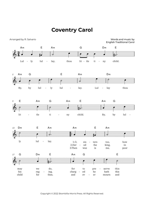 Coventry Carol (Key of A Minor)