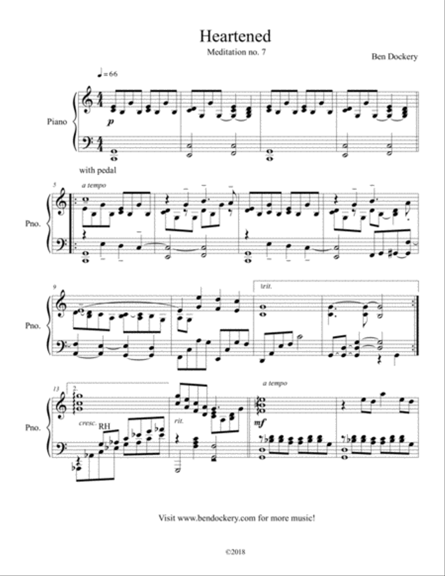 Heartened (Meditation no. 7 for Solo Piano) Piano Solo scores gallery preview page 1