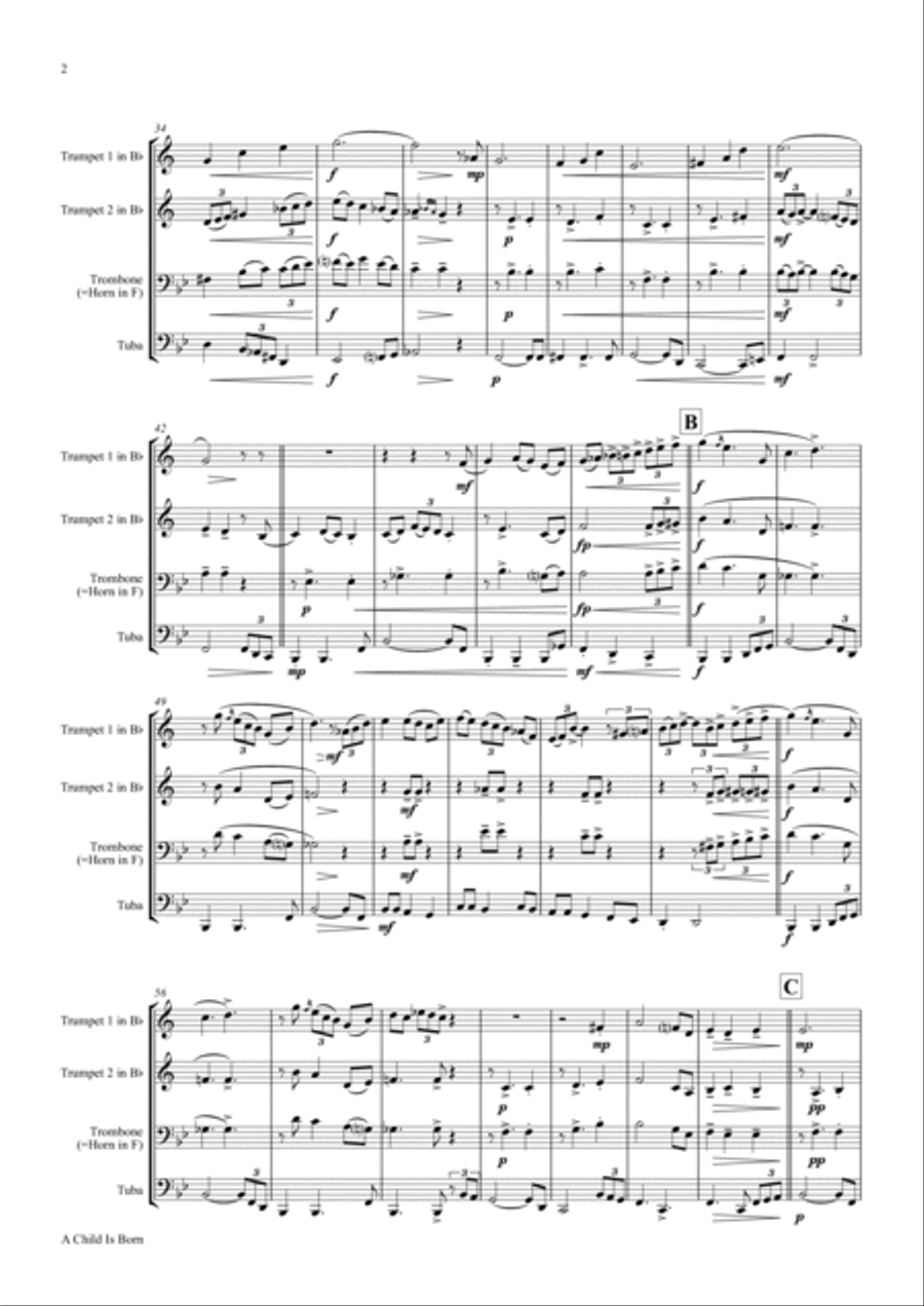 A Child Is Born Euphonium scores gallery preview page 2