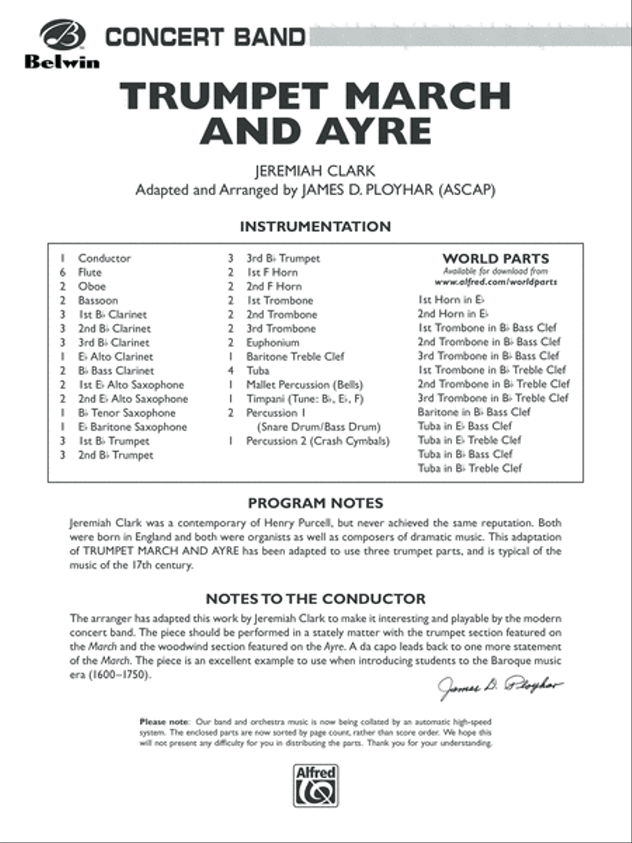 Trumpet March and Ayre: Score Concert Band scores gallery preview page 1