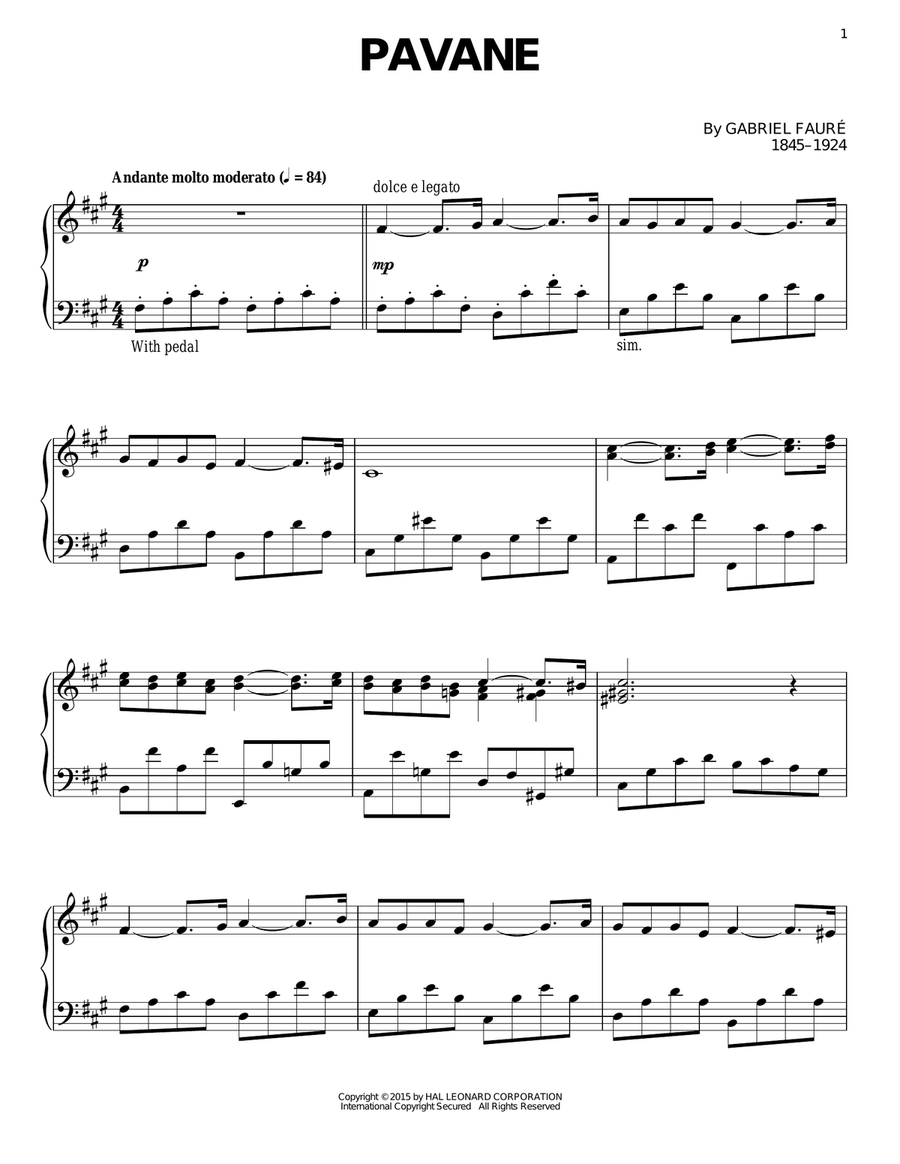 Pavane Piano Solo scores gallery preview page 1