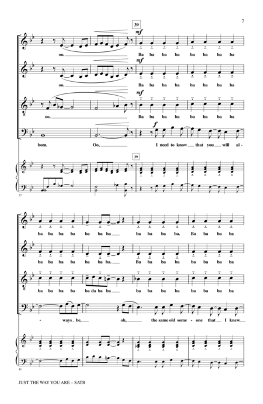 Just The Way You Are 4-Part scores gallery preview page 6