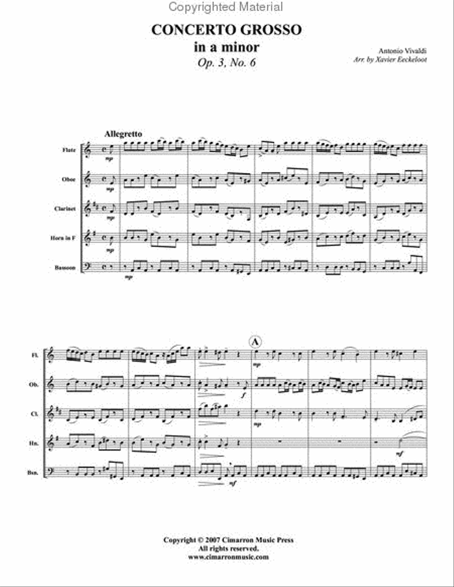Concerto Grosso in A Minor Woodwind Quintet scores gallery preview page 2
