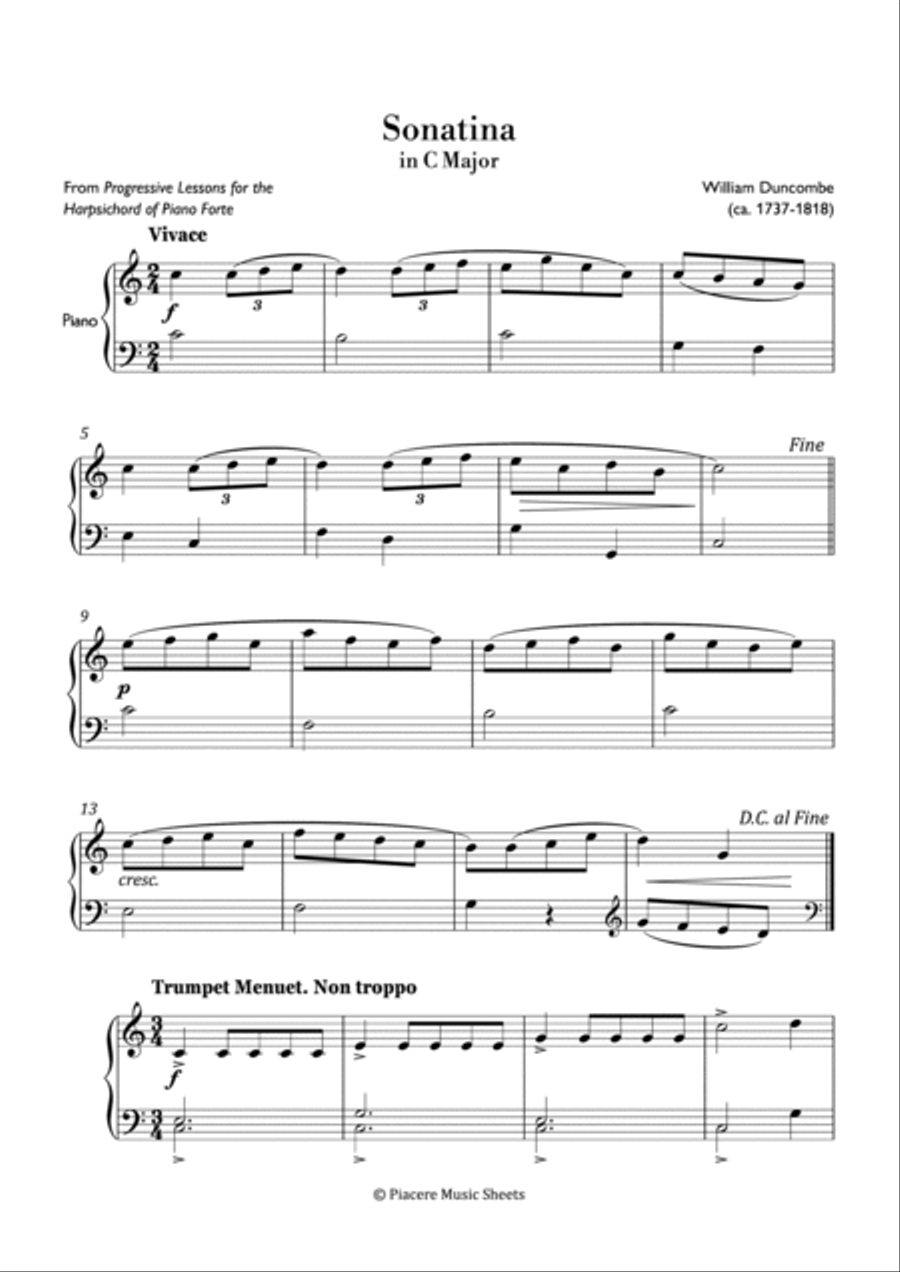 Duncombe - Sonatina in C Major - Easy Piano Method scores gallery preview page 2