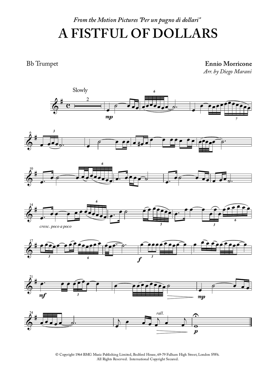 A Fistful Of Dollars A Fistful Of Dollars Trumpet Solo scores gallery preview page 1