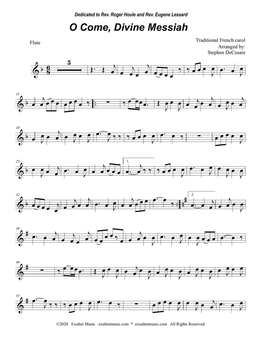 O Come, Divine Messiah (Duet for Flute and Bb-Clarinet) Woodwind Duet scores gallery preview page 6