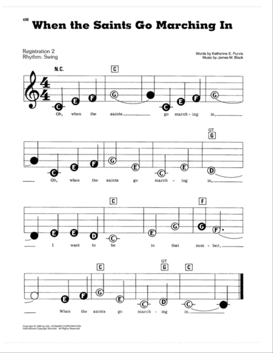 When The Saints Go Marching In Electronic Keyboard scores gallery preview page 1