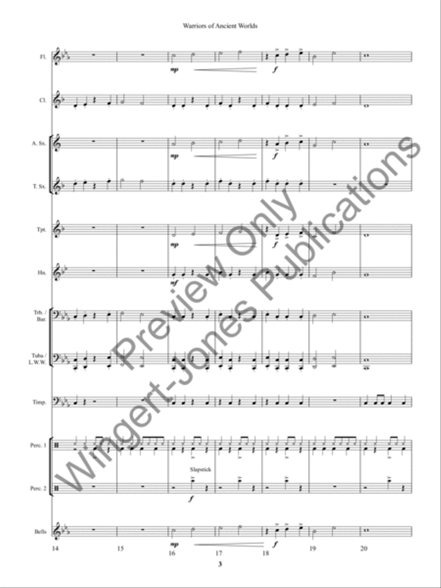 Warriors of Ancient Worlds Concert Band scores gallery preview page 6