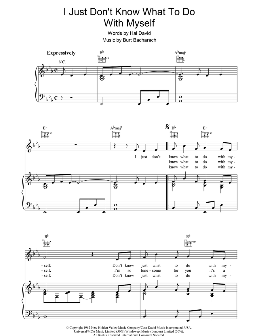 I Just Don't Know What To Do With Myself Piano, Vocal, Guitar scores gallery preview page 1