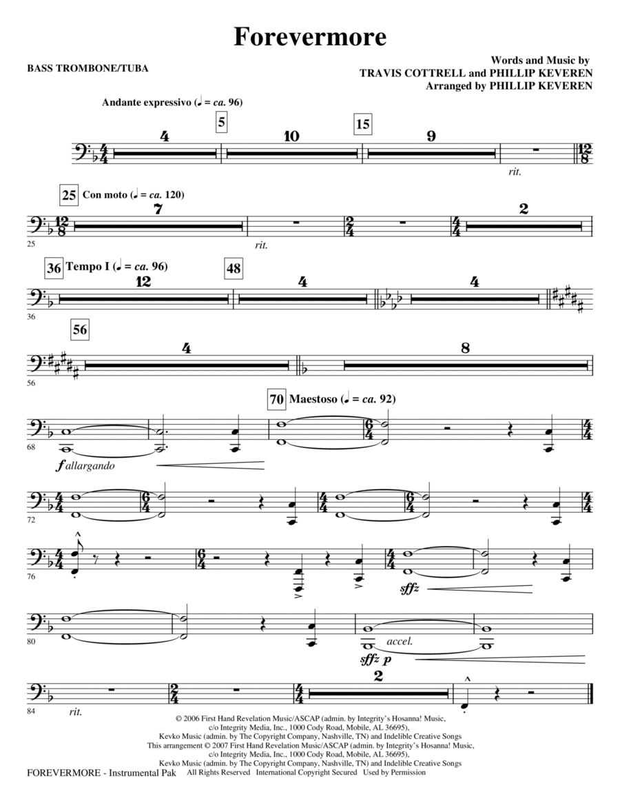 Forevermore - Bass Trombone/Tuba Choir scores gallery preview page 1