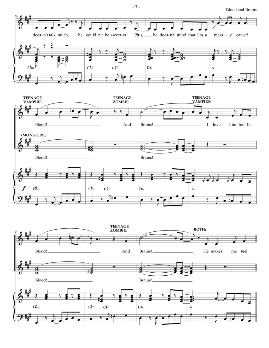 Blood And Brains (from Monstersongs) Voice scores gallery preview page 3