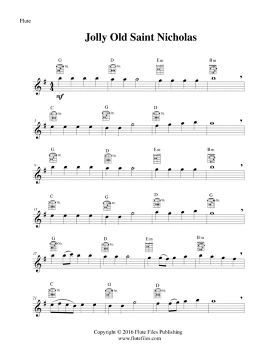 Jolly Old Saint Nicholas - Flute Solo with Guitar Chords image number null