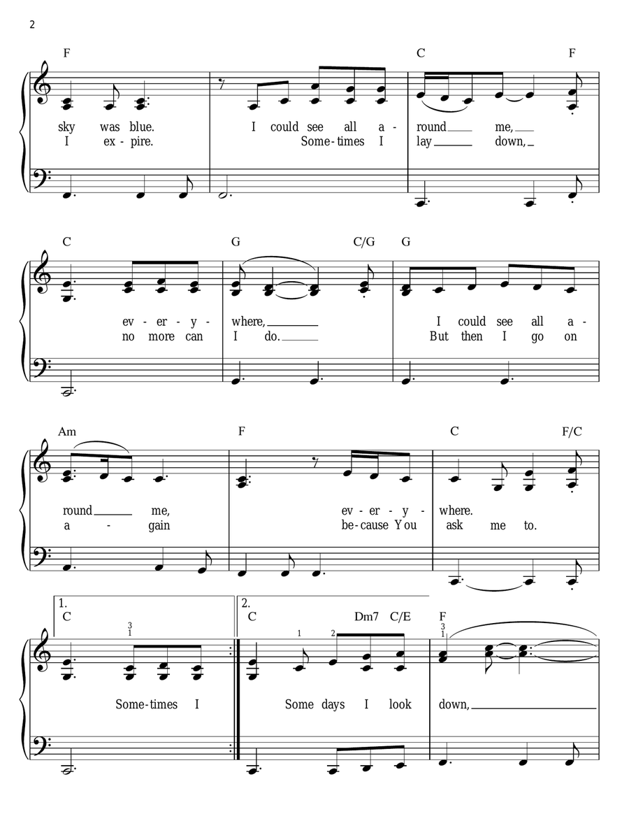 Up To The Mountain (MLK Song) Easy Piano scores gallery preview page 2